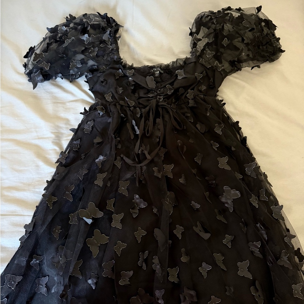 Elegant Black Butterfly Dress